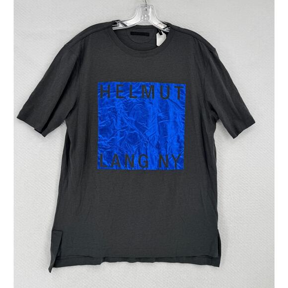 Helmut Lang Other - Helmut Lang Mens Gunmetal Grey Metallic Blue Film Print Box Fit T Shirt Sz M